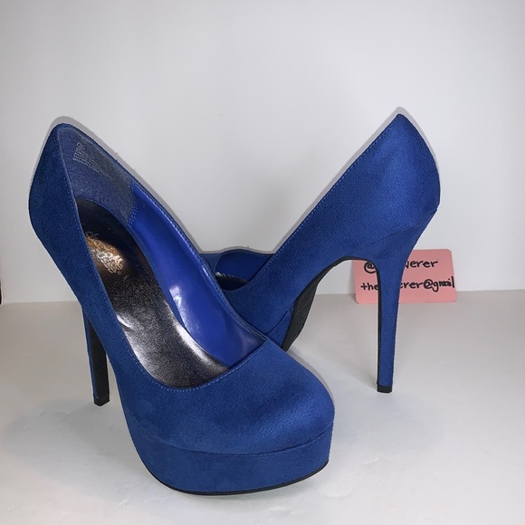 Beverly Blue Suede Pumps Size 8 Charlotte Russe - Picture 2 of 16